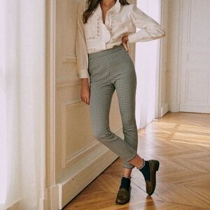 Sezane Clara Trousers in Black Ecru